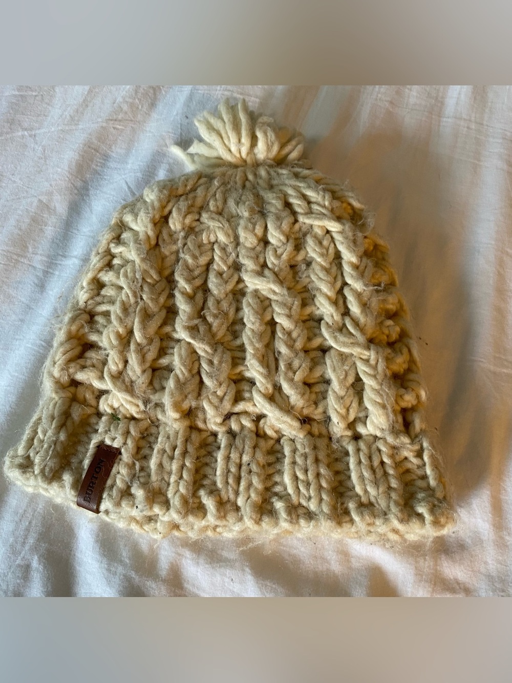 Burton winter hat chunky knit Ivory Beige Beanie Gorpcore Acrylic Wool Blend